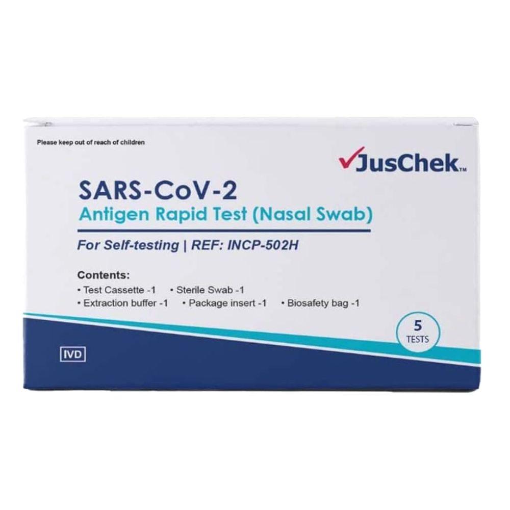 JusChek SARS-Covid-2 Nasal Swab Rapid Test, 5 - Airssential Health Care