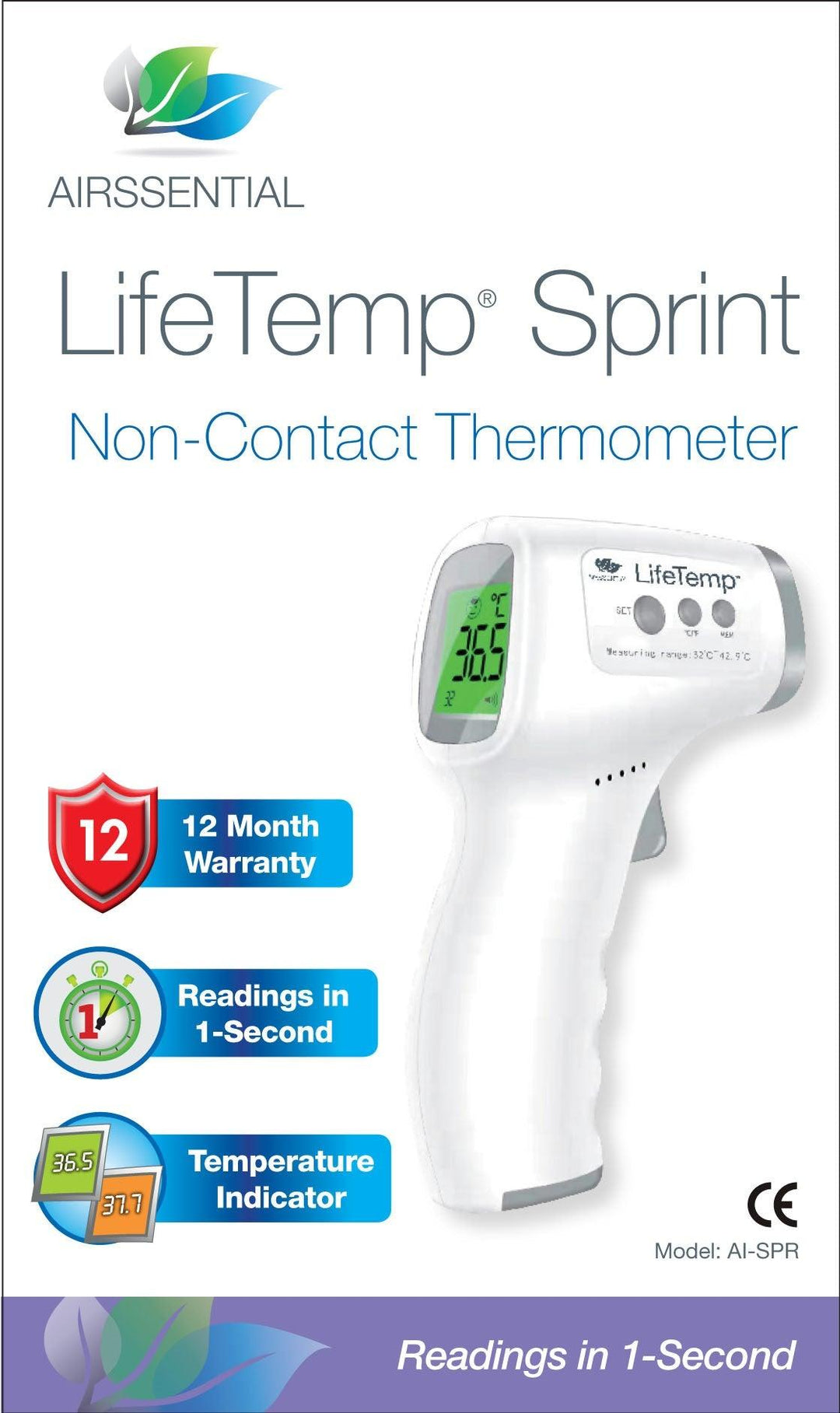 LifeTemp Sprint Non Contact Thermometer - Airssential Health Care