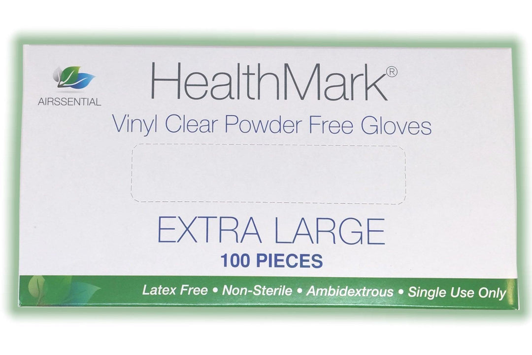 HEALTHMARK VINYL CLEAR POWDER FREE GLOVE XL, 100 - Airssential Health Care